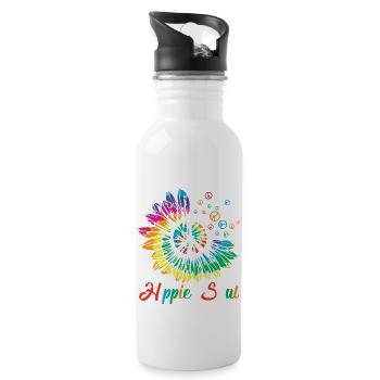 Hippie Soul Sunflower Peace - Water bottle with straw - white - Right
