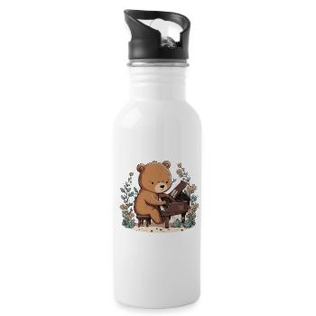 Melodischer Bär - Trinkflasche mit integriertem Trinkhalm - Weiß - Rechts