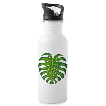 Monstera / Feuille - Gourde avec paille intégrée - blanc - Droite