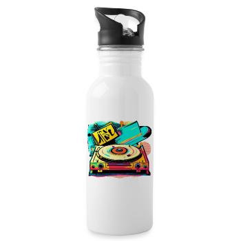 Retro Vinyl Vibes - Water bottle with straw - white - Right