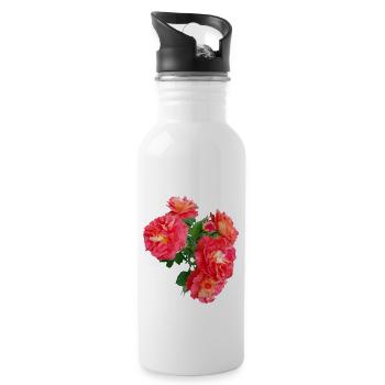 Red rose bush - Water bottle with straw - white - Right