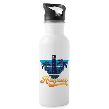 Hawaii Lighthouse Beach Design - Water bottle with straw - white - Right