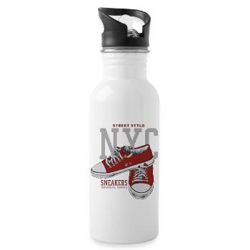 Red Sneakers b - Trinkflasche mit integriertem Trinkhalm - Weiß - Rechts