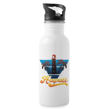 Hawaii Beach Lighthouse Design - Water bottle with straw - white - Right