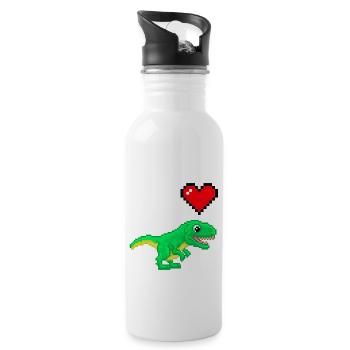 Dinosaure Pixel Love - Gourde avec paille intégrée - blanc - Droite