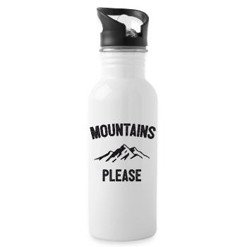 Berge bitte - Trinkflasche mit integriertem Trinkhalm - Weiß - Rechts