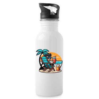 Beachside Relaxation - Water bottle with straw - white - Right