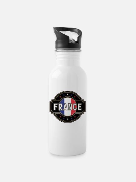 France - Trinkflasche mit integriertem Trinkhalm - Weiß