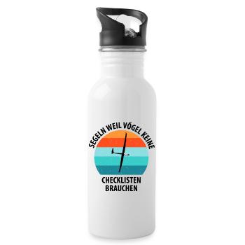Segelflieger Segelfliegen Segelflugzeug Fliegen - Trinkflasche mit integriertem Trinkhalm - Weiß - Rechts
