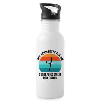 Segelflieger Segelfliegen Segelflugzeug Fliegen - Trinkflasche mit integriertem Trinkhalm - Weiß - Rechts
