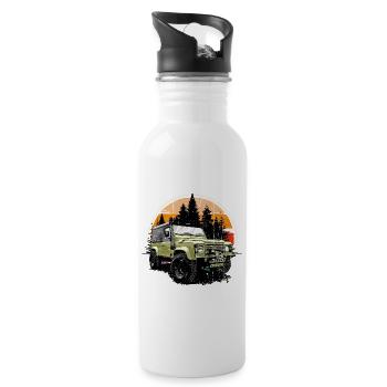 Waldweg-Verteidiger - Trinkflasche mit integriertem Trinkhalm - Weiß - Rechts