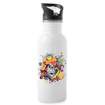 Kasch, die monstro Früchte - Trinkflasche mit integriertem Trinkhalm - Weiß - Rechts