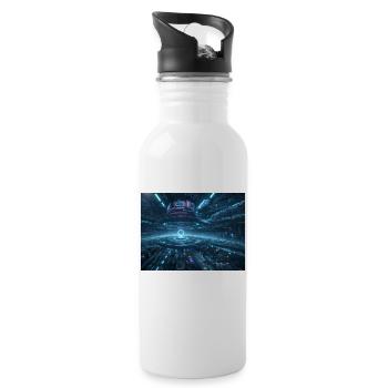 Synthesis of the future of technology - Water bottle with straw - white - Right
