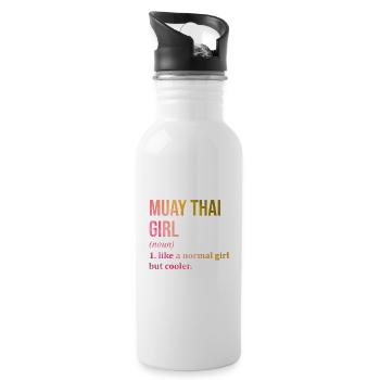 Muay Thai Girl Funny Quote - Water bottle with straw - white - Right