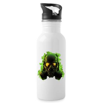 Gas Mask Green - Water bottle with straw - white - Right