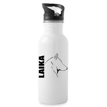 Laika Profil Hunde Hund Wilsigns - Trinkflasche mit integriertem Trinkhalm - Weiß - Rechts