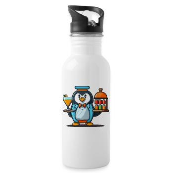 Pinguine gießen - Trinkflasche mit integriertem Trinkhalm - Weiß - Rechts