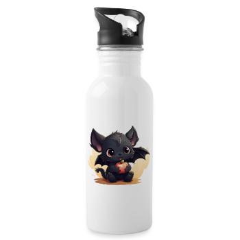 Niedliche Fruchtfledermaus - Trinkflasche mit integriertem Trinkhalm - Weiß - Rechts