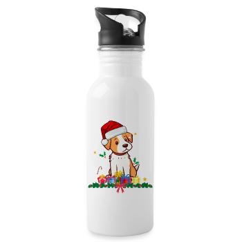 Hunde-Weihnachten - Trinkflasche mit integriertem Trinkhalm - Weiß - Rechts