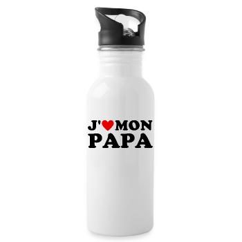 J' aime mon papa cadeau fête des pères coeur rouge - Gourde avec paille intégrée - blanc - Droite