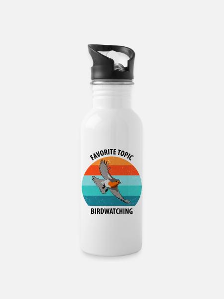 Vogelbeobachtung Vögel Beobachten Birding Vogel - Trinkflasche mit integriertem Trinkhalm - Weiß