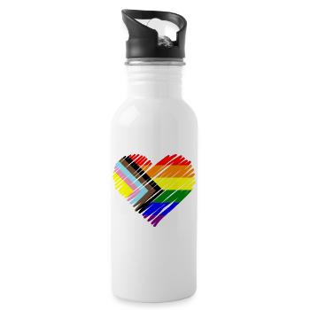 Pride Heart Chevron Pattern - Water bottle with straw - white - Right