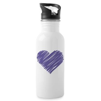 Purple Sketch Heart - Water bottle with straw - white - Right