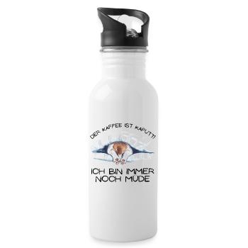 Der Kaffee ist kaputt ... - Trinkflasche mit integriertem Trinkhalm - Weiß - Rechts