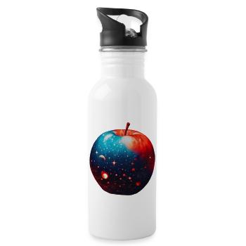Galaxie in einer pflanzlichen Apfelkraft - Trinkflasche mit integriertem Trinkhalm - Weiß - Rechts
