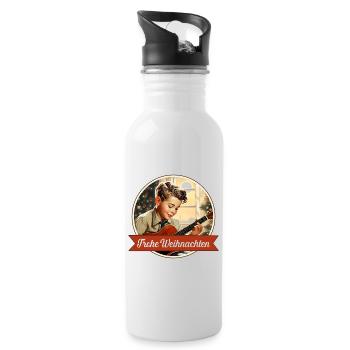 Junge spielt Weihnachtslied - Trinkflasche mit integriertem Trinkhalm - Weiß - Rechts