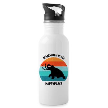 Lustiges Mammut Steinzeit Eiszeit Design Urzeit - Trinkflasche mit integriertem Trinkhalm - Weiß - Rechts