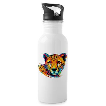 Cheetah - Water bottle with straw - white - Right