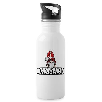 Nisser Gnome Denmark Dannebrog Wilsigns - Water bottle with straw - white - Right