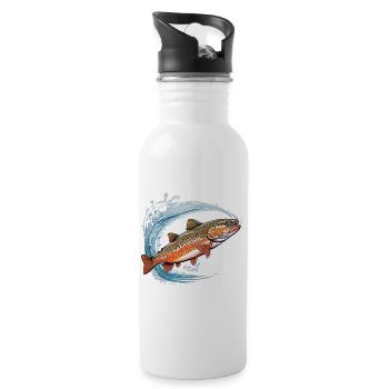 Conception passionnée de poisson pêcheur à la truite - Gourde avec paille intégrée - blanc - Droite