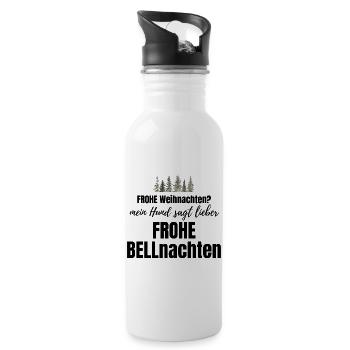 Hund Hunde Weihnachten - lustiger Weihnachtsspruch - Trinkflasche mit integriertem Trinkhalm - Weiß - Rechts