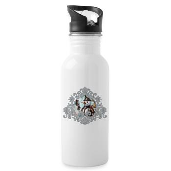 Schneemann in der Zeit! - Trinkflasche mit integriertem Trinkhalm - Weiß - Rechts