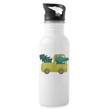 Weihnachten - Trinkflasche mit integriertem Trinkhalm - Weiß - Rechts