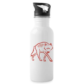 Rücktritt (Rot) - Trinkflasche mit integriertem Trinkhalm - Weiß - Rechts