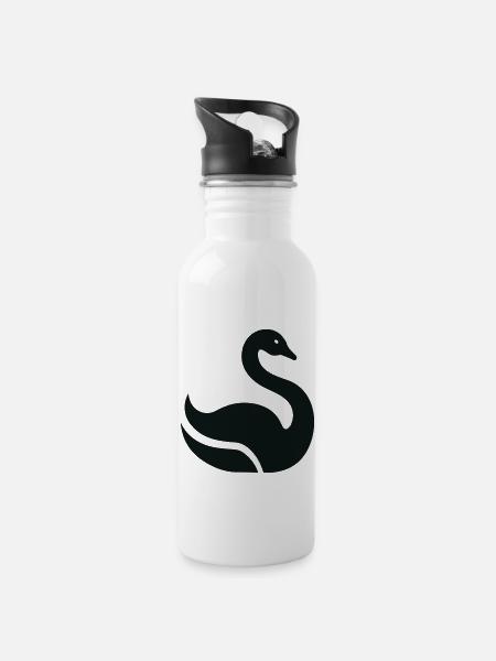 Schwan - Trinkflasche mit integriertem Trinkhalm - Weiß