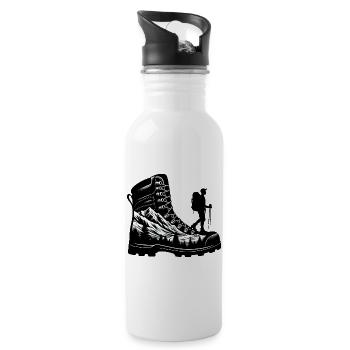 Drawing Hiker Mountain Hiking Shoe - Water bottle with straw - white - Right