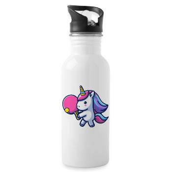 Licorne Licorne avec raquette de tennis de table pour - Gourde avec paille intégrée - blanc - Droite