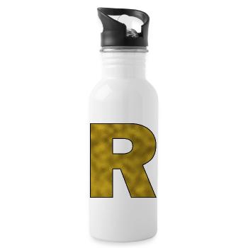 Lettre R Or - Gourde avec paille intégrée - blanc - Droite