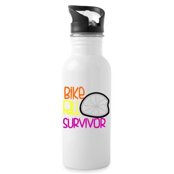 Bike Fall Survivor Funny Motorbike Crash Accident - Water bottle with straw - white - Right