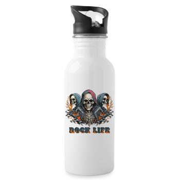 Rock Leben - Trinkflasche mit integriertem Trinkhalm - Weiß - Rechts