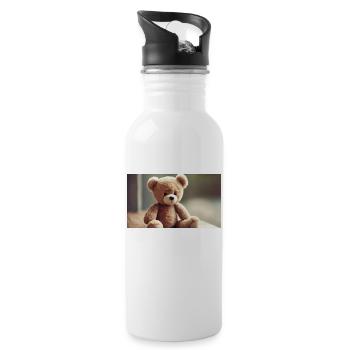 cute sad Teddy - Trinkflasche mit integriertem Trinkhalm - Weiß - Rechts