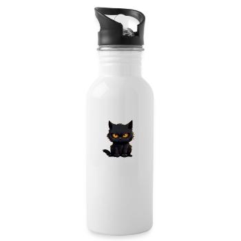 Black Cat Mom s Little Darling - Water bottle with straw - white - Right