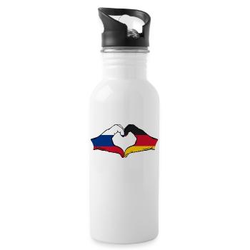 Russie Allemagne Drapeau Coeur Forme - Gourde avec paille intégrée - blanc - Droite
