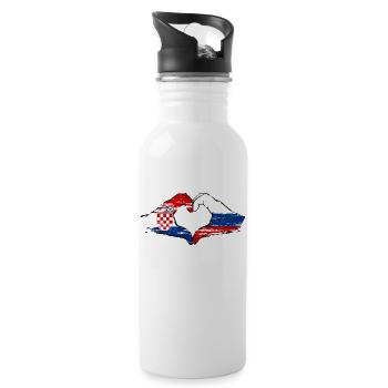Croatia Russia heart shape with hands used - Water bottle with straw - white - Right