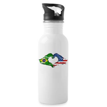 Brazil USA heart shape with hands used - Water bottle with straw - white - Right