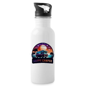 Sunset  Happy Camper Van - Water bottle with straw - white - Right